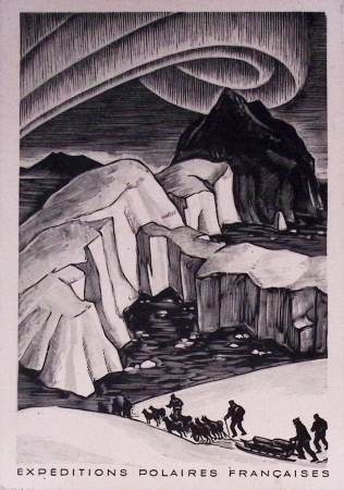 Groenland n°20 + 21 + 22 OBL grand CAD "Gronland departementet" (12.10.50) sur CP aurore boréale avec grand cachet bleu EPF Arctique - Antarctique, date rectifiée 30 aout et signatures J.Nevière et Paul Emile Victor.