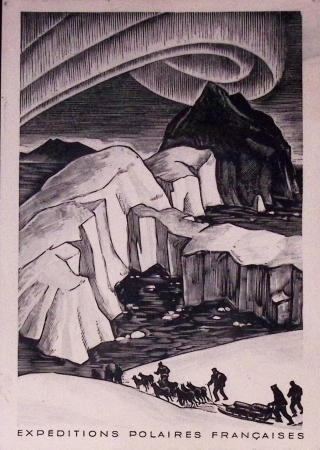 Groenland n°20 + 21 + 22 OBL grand CAD "Gronland departementet" (12.10.50) sur CP aurore boréale avec grand cachet bleu EPF Arctique - Antarctique, date rectifiée 30 aout et signatures J.Nevière et Paul Emile Victor