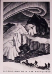 Groenland n°7 OBL Jakobshavn (1.6.1950) sur carte postale EPF aurore boréale avec grand cachet bleu (faible) Arctique - Antarctique. TB