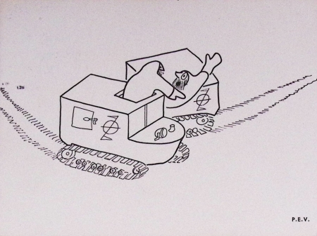 Groenland N°24 OBL CAD "Sdr Stromfjord" 52.9.1959) sur carte postale PEV (rencontre de 2 véhicules à chenilles) avec griffes EGIG 1957 - 1960 et griffe bleue "Courrier transporté par hélicoptère" adressée à Pierr