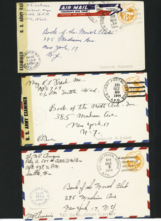 27 lettres avec oblitérations militaires US en Alaska et au Groenland (majorité 1943 - 1945). TB