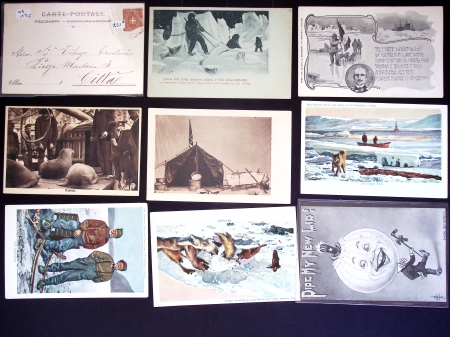 69 plis toutes époques thème arctique dont cartes postales anciennes de Sven Hedin et de l'italien Cagni. TB