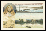 POLE SUD 3 cartes postales + 1 chromo Solution Pontauberge + 1 mini-chromo, tous avec vue des Comores (Mohéli) + vue des TAAF (Baie de la Gazelle) (vers 1910). TB
