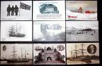 44 cartes postales sur les expéditions de Scott dont CP de deuil après sa mort tragique en mars 1912 au Pôle Sud. TB