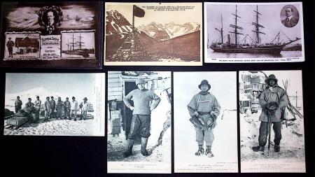44 cartes postales sur les expéditions de Scott dont CP de deuil après sa mort tragique en mars 1912 au Pôle Sud. TB