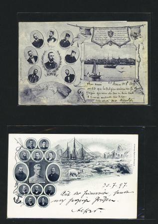 Bel ensemble de 17 cartes postales de l'expédition de Gerlache sur le Belgica au Pôle Sud (dont 1 CP italienne) + 1 CP sur Nansen. TB