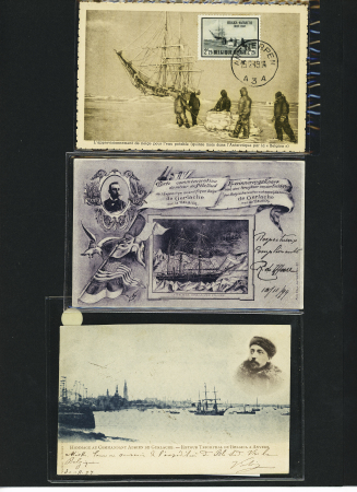Bel ensemble de 17 cartes postales de l'expédition de Gerlache sur le Belgica au Pôle Sud (dont 1 CP italienne) + 1 CP sur Nansen. TB