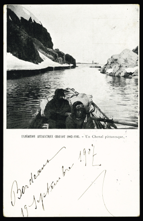 N°135 OBL Bordeaux (16.9.07) sur carte postale "Expédition antarctique Charcot 1903 - 1905 - un chenal pittoresque", rare ayant voyagé. TB