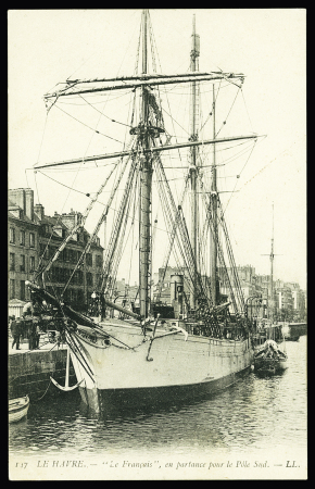 5 CP sur le Français et Le Pourquoi Pas dont CP horizontale "Le Français saluant Le Havre" (collection Dejean Havre). TB 