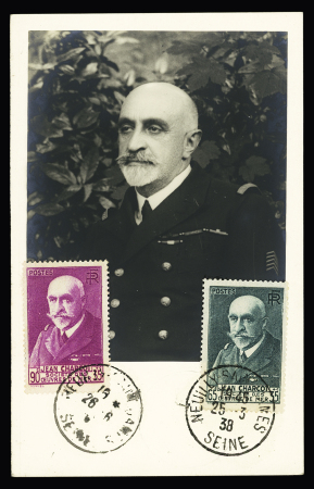 6 cartes postales sur Charcot et le Pourquoi Pas dont France n°377 + 377A OBL Neuilly Saint James (25.3.38) sur carte maximum. TB