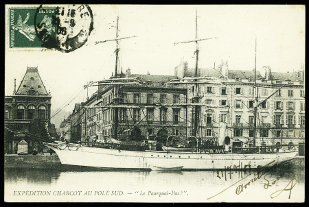 6 cartes postales sur Charcot et le Pourquoi Pas dont France n°377 + 377A OBL Neuilly Saint James (25.3.38) sur carte maximum. TB