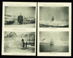 6 cartes postales verticales divisées en 2 vues : "Expédition du Pourquoi Pas au Pôle Sud". Ensemble rare et TB