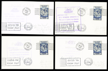 23 cartes postales et plis de l'expédition de Byrd au Pôle Sud, majorité OBL Little America (1934). Bel ensemble. TB. Photo d'une carte