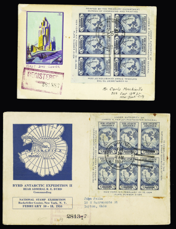 23 cartes postales et plis de l'expédition de Byrd au Pôle Sud, majorité OBL Little America (1934). Bel ensemble. TB. Photo d'une carte