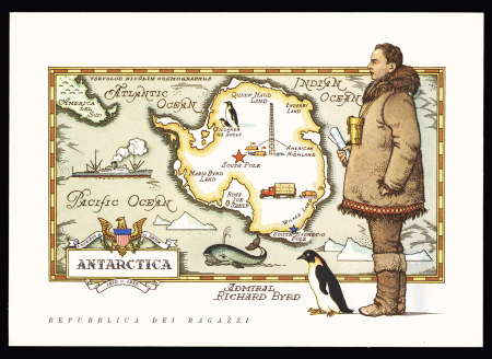 23 cartes postales et plis de l'expédition de Byrd au Pôle Sud, majorité OBL Little America (1934). Bel ensemble. TB. Photo d'une carte