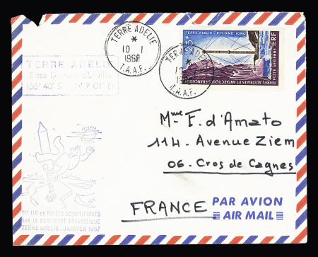 6 plis divers Kerguelen dont TAAF n°12 OBL sur carte maximum et 3 FDC AFF TAAF n°18. TB