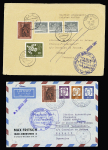 7 lettres de divers pays adressées en Terre Adélie avec au recto CAD d'arrivée "Terre Adélie TAAF" (20.12.1961) + cachet bleu de la station Dumont d'Urville et griffe bleue "MS Magga Dan". Rare et TB