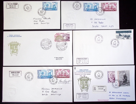 153 plis des TAAF avec AFF variés dont PA n°8 sur FDC. TB