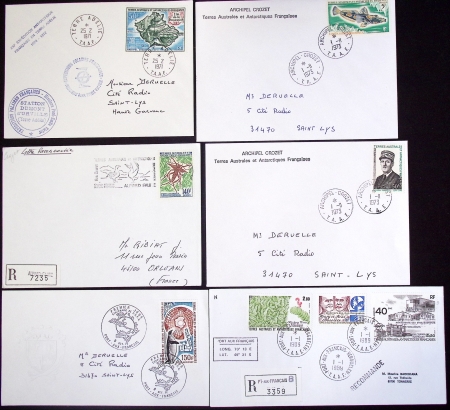 153 plis des TAAF avec AFF variés dont PA n°8 sur FDC. TB