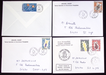 153 plis des TAAF avec AFF variés dont PA n°8 sur FDC. TB