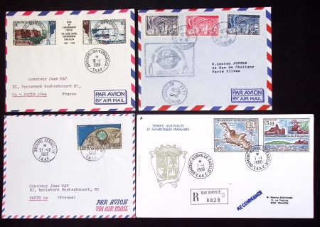 153 plis des TAAF avec AFF variés dont PA n°8 sur FDC. TB
