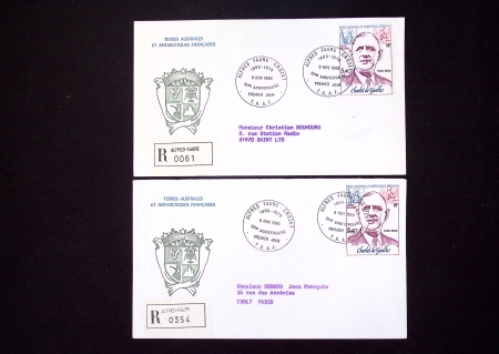 153 plis des TAAF avec AFF variés dont PA n°8 sur FDC. TB