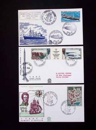 153 plis des TAAF avec AFF variés dont PA n°8 sur FDC. TB
