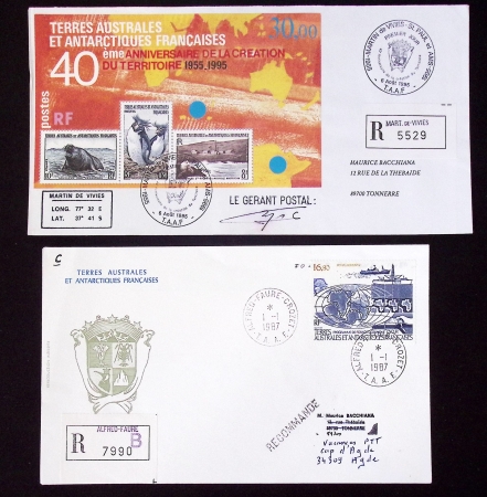 153 plis des TAAF avec AFF variés dont PA n°8 sur FDC. TB