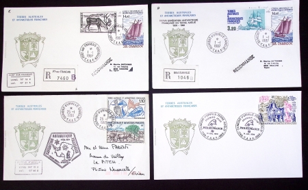 153 plis des TAAF avec AFF variés dont PA n°8 sur FDC. TB