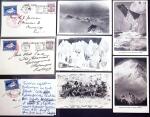 Expédition anglaise de l'Everest 1924. 3 cartes postales avec vignette bleue "Mount Everest expédition" et cachet rouge "Rongbuk glacier camp" + 14 CP de l'expédition de 1922 + 12 chromos de l'expédition Sven Hédin 