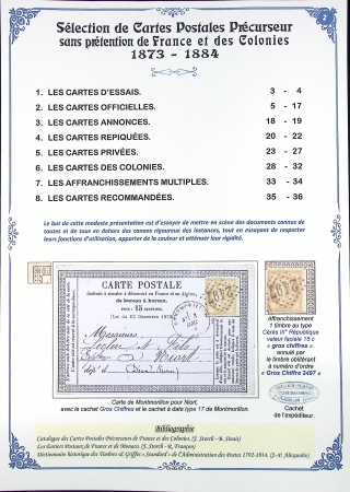 Les Cartes Postales Précurseurs de France1873-84 Collection
