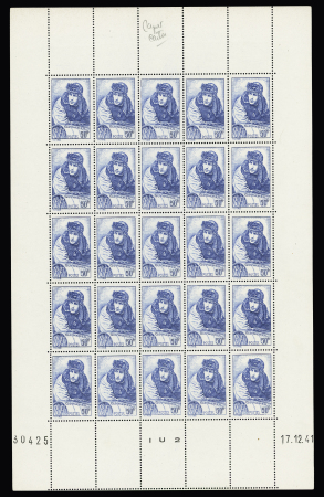 N°461 et 461a 50f Guynemer sur papier normal et sur