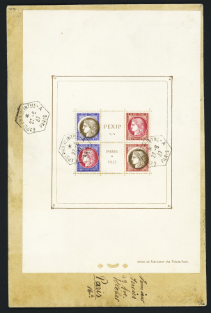 BF n°3 (n°348 à 351), Pexip, dont 2 timbres avec variété médaillon déplacé OBL hex "Expon Intale A Paris" (27.6.37) sur une grande lettre. TB.  
