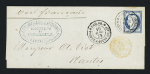 Col. Gen n°23 OBL CAD "Paq. Fr. Pointe à Pitre Guade" (1879) répété à côté sur lettre pour Nantes avec arrivée. TB.