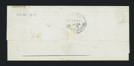Col. Gen n°23 OBL CAD "Paq. Fr. Pointe à Pitre Guade" (1879) répété à côté sur lettre pour Nantes avec arrivée. TB.