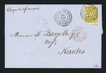 Col. Gen n°44 OBL CAD "Paq. Ang. Pointe à Pitre Guade" (1878) sur lettre pour Basse Terre. TB.