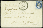 Baden : n°60 OBL GC 1558 + T24 "Baden (54)" (1875) sur lettre (remplaçant d'Alsace-Lorraine), ind 22, RR et TB