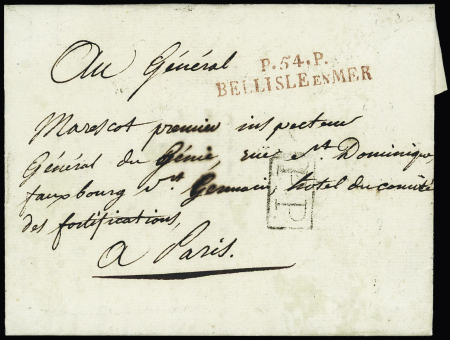 MP rouge "P 54 P Belle Isle en Mer" (1828), ind 15, jolie pièce