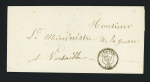 Lettre en franchise adressée au ministère de la Guerre à Versailles avec CAD perlé T24 "Cléguerec (54)" (24 aout 1872), jolie pièce, ind 16