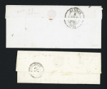 3 plis : rare petite cursive "54 St Elven" (19mm) + T12 "Ploermel" (1842) + décime rural + "OR", n°90 + 94 OBL T18 "Elven Morbihan" (1900) et n°14 OBL PC1174 + T15 Elven (1862) + boite rurale "H" de Trédion. TB lot