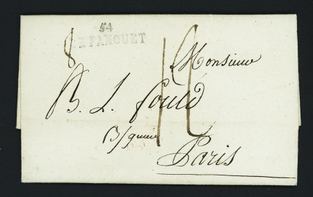 Le Faouet : MP n°54 "Le Faouet" (1808) + taxe 12 manuscrite. TB