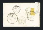 Groix : lettre avec T13 "Le Port Louis (54)" (1843) + "CL" noir + boite rurale "B", ind 21. TB
