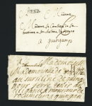 Hennebont : 2 plis : MP manuscrite "Hennebont" (L n°1, 1709) et MP "Henb" (L n°2A - 1763), ind 12 et ind 9. TB