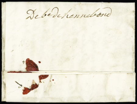Lettre avec marque manuscrite "Deb de Hennebont" (L n°4 - 1773), ind 20. Rare et TB