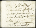 Lettre avec marque manuscrite "Deb de Hennebont" (L n°4 - 1773), ind 20. Rare et TB