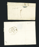 Malestroit : 2 lettres : cursive "54 Malestroit Ploermel" (1827 - ind 18) + taxe 4 manuscrite et cursive "54 Malestroit" + T12 Ploermel (1836 - ind 11). Bel ensemble