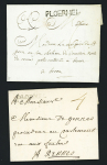 Ploermel : 4 lettres : "De Ploermel" (manuscrite - 1705 - L n°1, ind 13), "Poermel" (L n°3 - 1759 - ind 14) "Ploermel" (L n°4 - 1766 - ind 10) - "Ploermel" (L n°5 - 1789 - ind 9 - ex. collection Dubus). TB