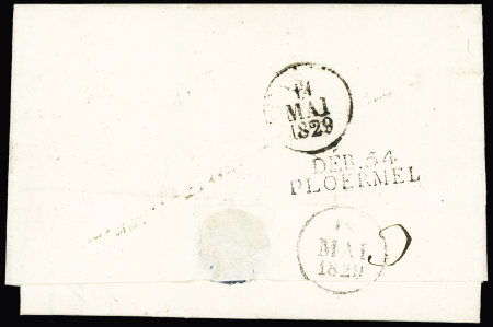 MP "DEB 54 Ploermel" (1829) avec dateur A, ind 22. TB