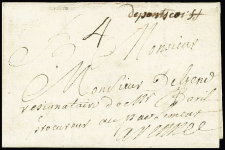 Pontscorff : Marque manuscrite "Depontscorff" (L n°2 - ind 18), certificat Chevalier. TB