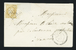Theix : n°43, touché, OBL GC 6074 + T24 "Theix (54)" (1871) sur lettre, ind 20. Rare et TB